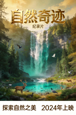 纪录片《自然奇迹》海报 - 壮丽的瀑布与野生动物栖息地