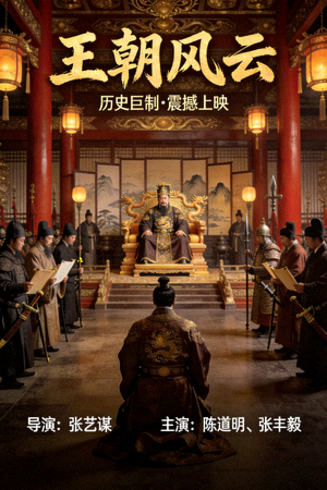 历史电影《王朝风云》海报 - 古代帝王在宫殿中议事