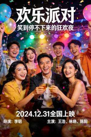 喜剧电影《欢乐派对》海报 - 一群朋友在派对中欢笑庆祝